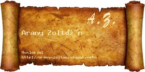Arany Zoltán névjegykártya