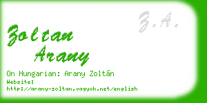 zoltan arany business card